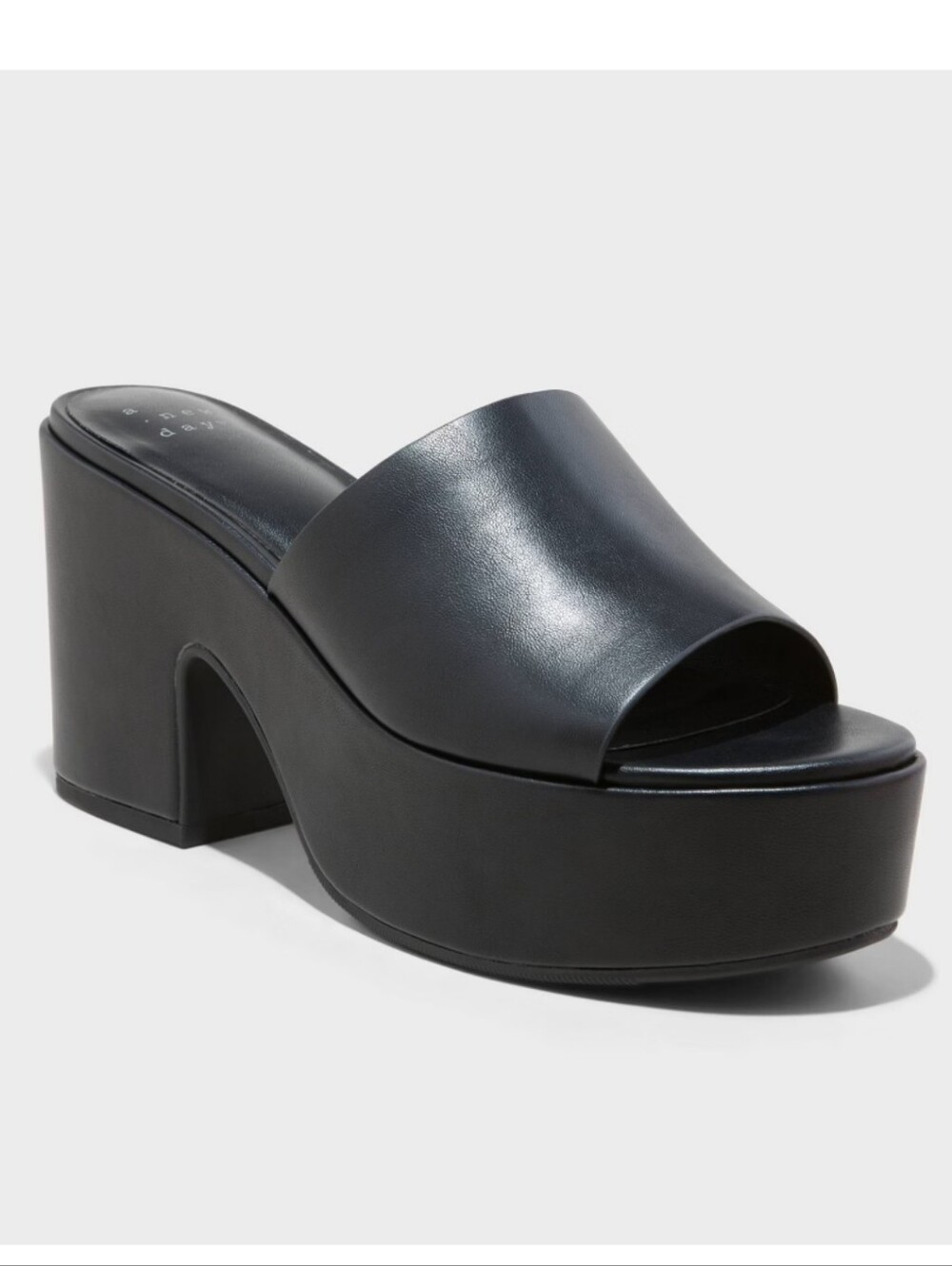 Women's Ricky Platform Heels with Memory Foam Insole - A New Day Black 12